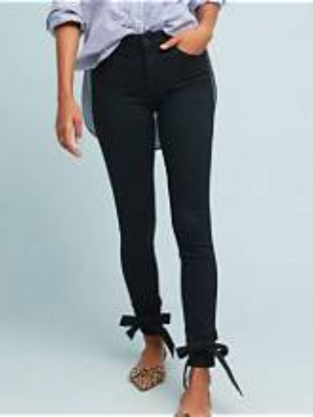 Mother The Looker Ankle Jeans Womens 25 Not Guilty Wash Bow Hem High Rise